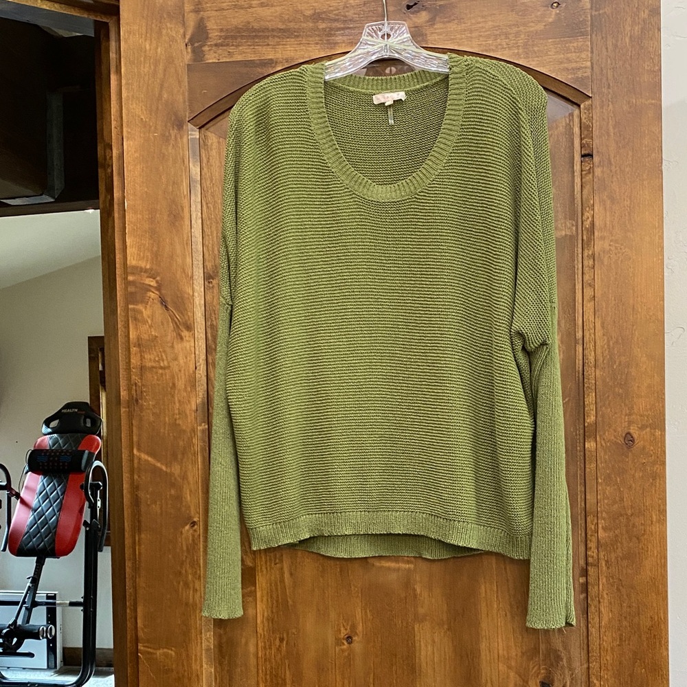 Green Waffle Knit Sweater